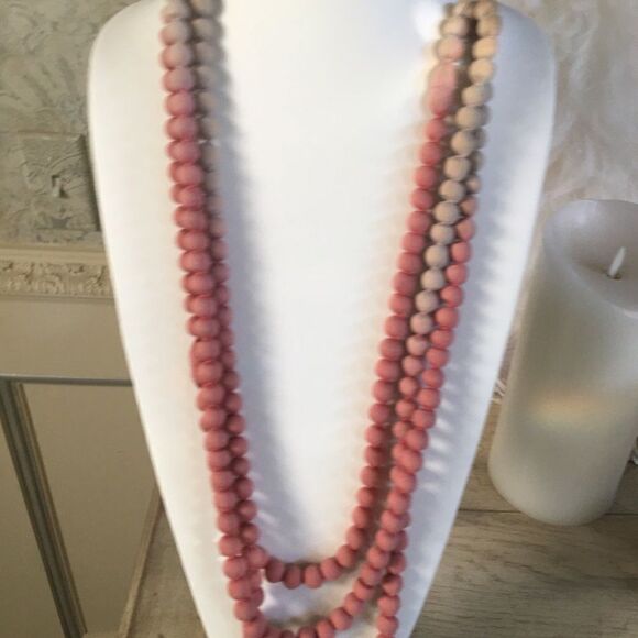 LONG THREE Strand Pink Ombre Fabric Ball - Picture 5 of 16